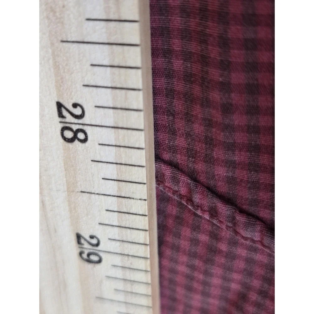 Banana Republic‎ Shirt Mens Large Red Check Stretch Button Front Long Sleeve